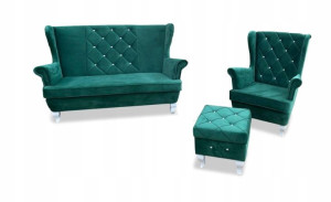 ZESTAW SKANDYNAWSKI SOFA 3 os.+FOTEL+ Podnóżek