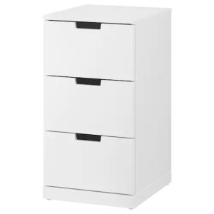 NORDLI Komoda, 3 szuflady, biały, 40x76 cm