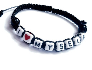 Bransoletka napis I LOVE MYSELF KOCHAM SIEBIE pewność miłość