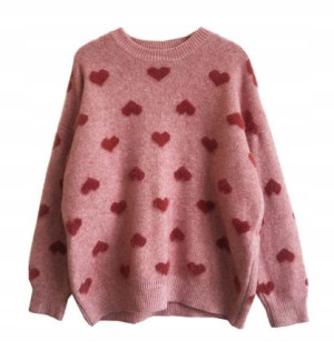 Sweter Damski Czerwony W Seduszka Ciepły Modny