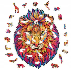 Puzzle Drewniane Dla Dorosłych Kolorowy Lew S
