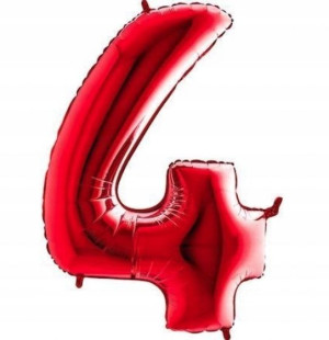 Balon-y Foliowy Czerwony Na Hel Cyfry Red Cyfra 4