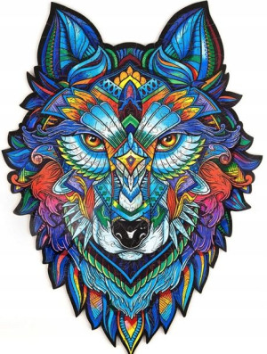 Puzzle Drewniane Dla Dorosłych Kolorowy Wilk M