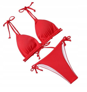Strój Kąpielowy Bikini Wiązany Sexy Czerwony M