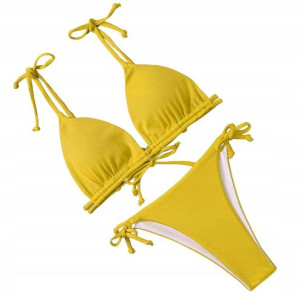 Strój Kąpielowy Bikini Wiązany Sexy Żółty L