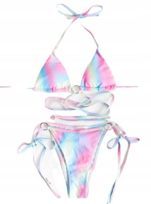 Strój Kąpielowy Sexy Bikini Wiązany Pastelowy M