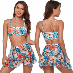 Strój Kąpielowy Bikini Jungle Spódniczka Top 3w1 L