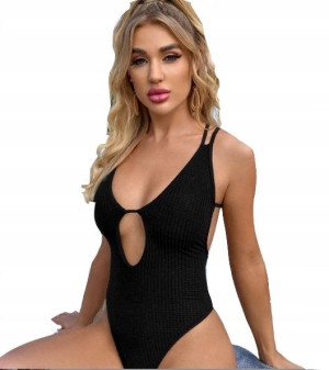Strój Kąpielowy Jednoczęściowy Czarny Monokini S