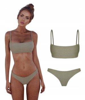 Bikini Strój Kąpielowy Bandeau Khaki Sexy Xl