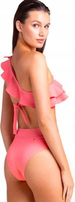 Strój Kąpielowy Bikini Różowy Wiązany Z Falbanką S