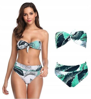 Strój Kąpielowy Z Wysokim Stanem Liście Bandeau S