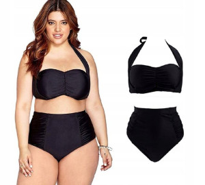Strój Kąpielowy Plus Size Bikini Czarny Push Xxxl