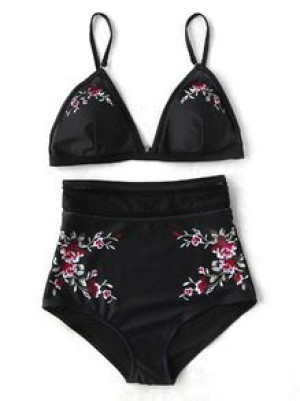 Strój Kąpielowy Bikini Wysoki Z Kwiatami Stan S