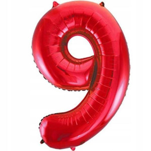 Balon-y Foliowy Czerwony Na Hel Cyfry Red Cyfra 9