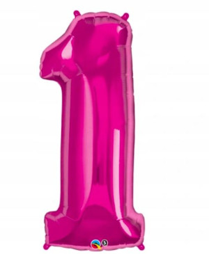 Różowy Balon Cyfra 1 Na Hel Foliowy Pink Urodziny