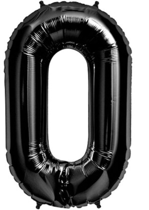 Czarny Duży Balon Foliowy Hel Cyfra 0 Balony 100cm