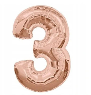 Balon-y Foliowy Złoty Rose Gold Róż Na Hel Cyfra 3
