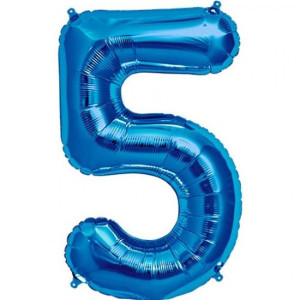 Niebieski Balon-y Foliowy Cyfra 5 Na Hel Blue 100