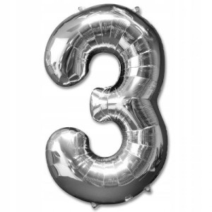 Balon Foliowy Balony Srebrny Na Hel Cyfry Cyfra 3