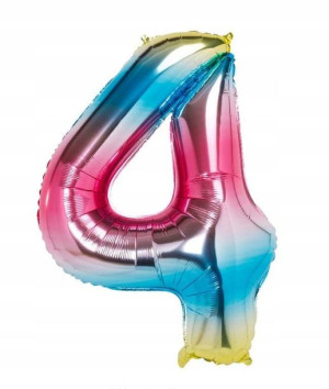 Tęczowy Balon Foliowy Kolorowy Hel 100 Cm Cyfra 4