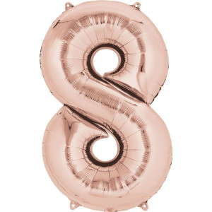 Balon-y Foliowy Rose Gold Na Hel Pink 100 Cyfra 8