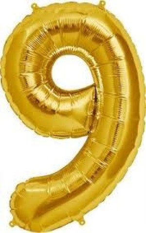 Balon-y Foliowy Złoty Na Hel Cyfry Złota Cyfra 9