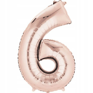 Balon-y Foliowy Rose Goldna Hel Cyfry Róż Cyfra 6