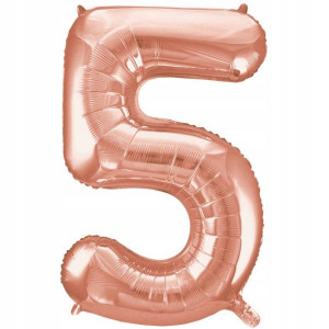 Balon-y Foliowy Rose Gold Róż Na Hel Cyfry Cyfra 5