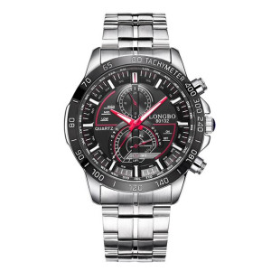 Zegarek Męski Longbo F1 Bransoleta Sportowy Silver