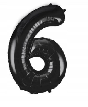 Czarny Duży Balon Foliowy Hel Cyfra 6 Balony 100cm