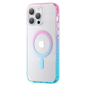 Etui Kingxbar PQY Ice Crystal MagSafe Apple iPhone 14 Pro różowo-niebieskie