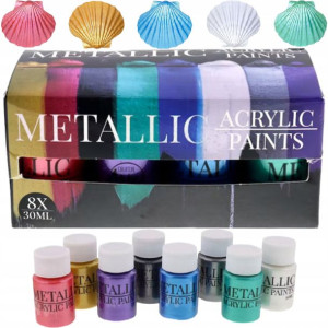 Farby Akrylowe Perłowe Metaliczne Zestaw 8sztx30ml