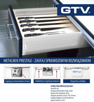 Szuflada boki Metalbox prestige H-86 350mm biały