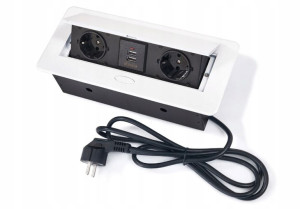 Przedłużacz biurkowy SOFT 2x gniazdo i USB- biały