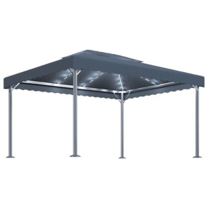 Altana ze sznurem lampek 400x300cm antracytowa aluminium