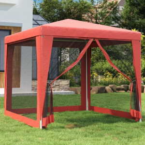 Namiot z 4 ścianami z siatki czerwony 2.5x2.5m HDPE