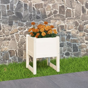 Donica ogrodowa biała 40x40x52.5cm drewno 