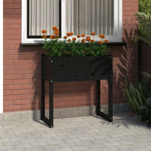 Donica ogrodowa czarna 78x40x81cm drewno