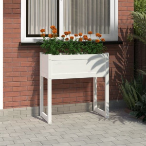 Donica ogrodowa biała 78x40x81cm drewno sosnowe