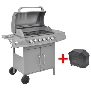 Grill gazowy ze strefą gotowania 6+1 kolor srebrny