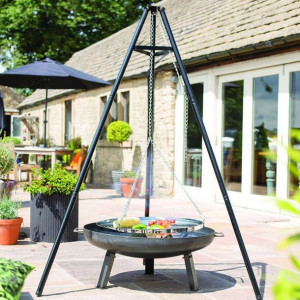 Grill BBQ na trójnogu z paleniskiem czarny 172cm