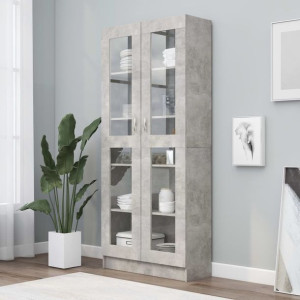 Witryna szary beton 82.5x30.5x185.5cm płyta wiórowa