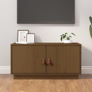 Szafka RTV miodowy brąz 80x34x40cm lite drewno sosnowe