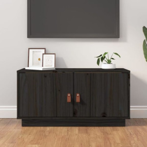 Szafka RTV czarna 80x34x40cm lite drewno sosnowe