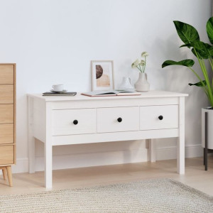 Stolik kawowy biały 102x49x55cm drewno sosnowe