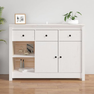 Komoda biała 100x35x74cm lite drewno sosnowe