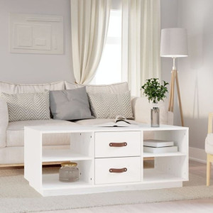 Stolik kawowy biały 100x50x41cm drewno sosnowe