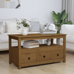Stolik kawowy brąz 102x49x55cm drewno sosnowe
