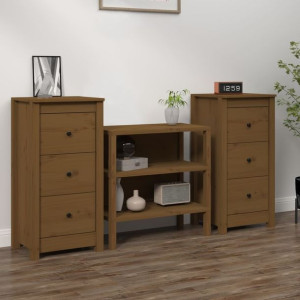 Komody 2 szt. brąz 40x35x80cm drewno sosnowe
