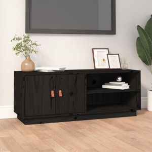 Szafka RTV czarna 105x34x40cm drewno sosnowe